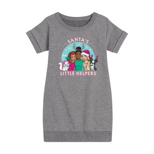 Girls' - Barbie - Holidays & Christmas Graphic Short Sleeve Fleece Dress - 1 of 4