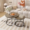 KWPZQEB Round Nesting Coffee Table Set of 2, End Tables with Steel Frame, Stacking Side Tables for Living Room Bedroom Balcony - 4 of 4