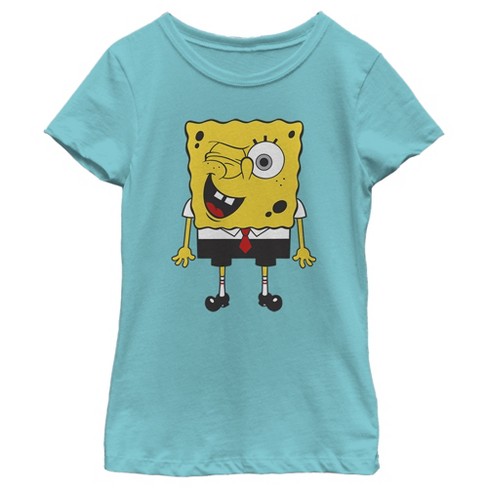 Girl's SpongeBob SquarePants Wink Attitude T-Shirt - Tahiti Blue - X Large