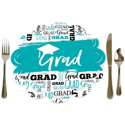 Big Dot of Happiness Teal Grad - Best is Yet to Come - Turquoise Graduation Party Round Table Decorations - Paper Chargers - Place Setting For 12