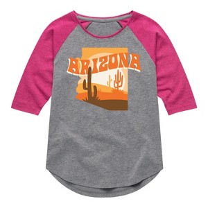 Girls' - Instant Message - Arizona Desert Shirt Tail Raglan Graphic T-shirt - 1 of 4