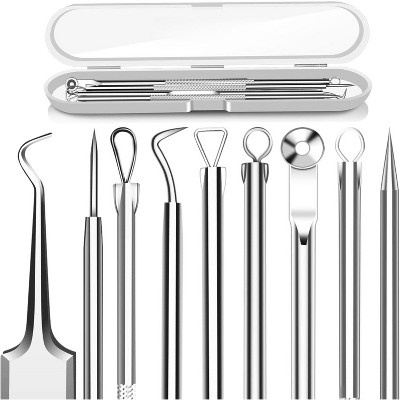 5PCS Blackhead Remover Set – Curved Tweezers & Comedone Extractor Tools Kit for Acne & Pimple Removal