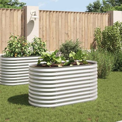 vidaXL Garden Raised Bed Silver Galvanized Steel Large Tough