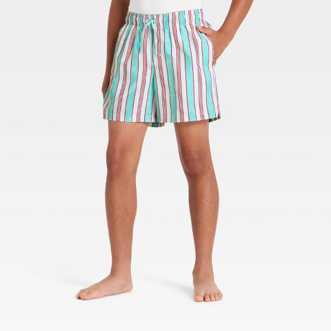 Детские купальники Art Class Boys' Retro Pinstripe Swim Trunks with Built in Boxers - art class™ Blue/Red/Cream S