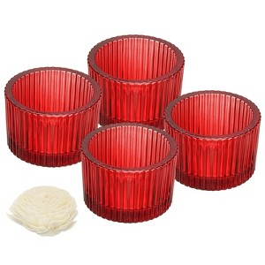 Unique Bargains Centerpiece Decor Round Ribbed Votive Glass Tea Light Holders - 1 of 4
