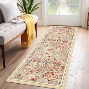 Acekool Modern Floral Area Rug Washable Non-Slip Foldable Soft Faux Wool for Living Room Bedroom Kitchen - 1 of 4