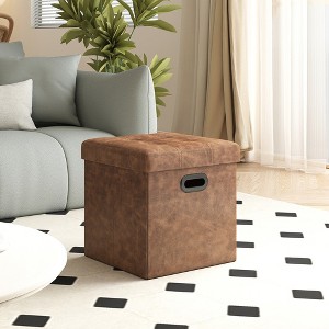 15" Ottoman with Storage, Folding Footstool, Storage Ottoman Bench, Cube Storage Chest Bedroom Bench with Storage 660 lb Load Capacity - 1 of 4