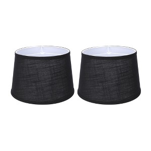 ALUCSET 10 x 12 x 8 Inch Linen 2 Tone Drum Style Lamp Shade with Spider Frame for Table and Floor Lamps with Harp Attachment, Black & White (2 Pack) - 1 of 4