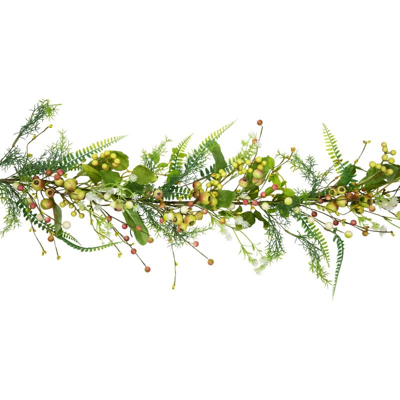 Northlight Berry and Crabapple Fern Foliage Spring Garland - 5', 3 of 6
