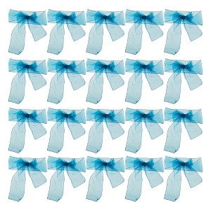Unique Bargains Organza Chair Sashes Self-Tie 108.27"x6.69" Lake Blue 20 Pcs - 1 of 4