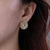 Round Rhinestone Cluster Stud Earrings, Gold Full Crystal CZ Wedding Earrings, Sparkling Colorful Circle Jewelry for Women - 3 of 4