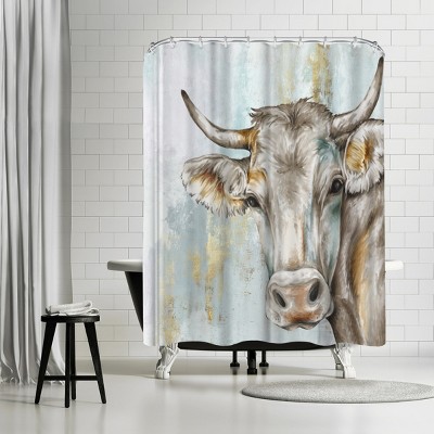 Americanflat Headstrong Cow by Pi Creative Art 71" x 74" Shower Curtain