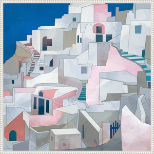 30"x30" Santorini Seashore by Ana Rut Bre Framed Canvas Wall Art Print White - Amanti Art: Modern Style, Polystyrene Frame - 1 of 4