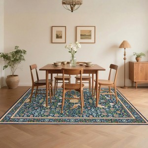 Modern Washable Area Rug, Soft Floral Floor Cover with Non Slip Backing, Low Pile Stain Resistant Foldable Carpet for Living Room - 1 of 4