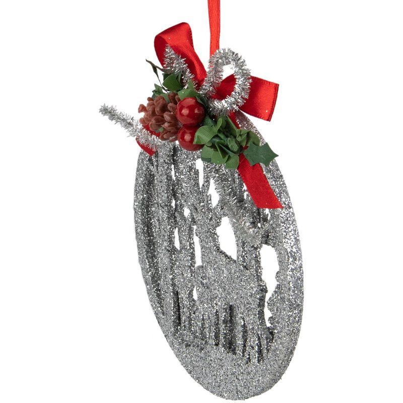 Northlight 4.5-Inch 2-D Silver Glitter Reindeer Family Silhouette Christmas Ornament, 2 of 5