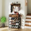 Tangkula 5-Tier Shoe Rack w/ Wall-Mounted Coat Rack Hooks Drawers & Shelves for Bedroom - 3 of 4