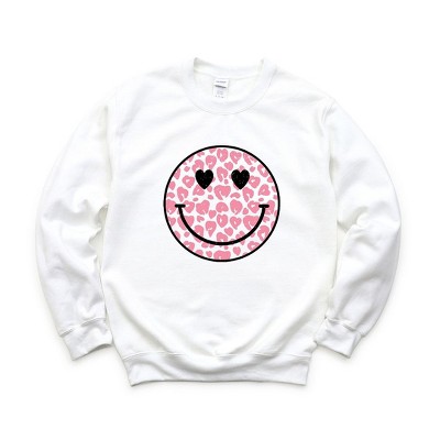 Simply Sage Market Women's Graphic Sweatshirt Leopard Heart Eyes Smiley