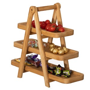 Vintiquewise 3-Tier Wooden Tray Farmhouse Inspired Cupcake Stand Dessert Platter Pastry Holder Appetizer Display - 1 of 4