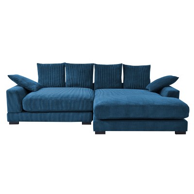 Lesly Modern Square Arm Polyester Fabric Deep-Seated Sectional Sofa