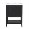 24" Black Modern Sleek Bathroom Vanity Elegant Ceramic Sink with Solid Wood Frame Open Style Shelf - 3 of 4