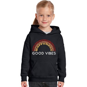 LA Pop Art Girl's Word Art Hooded Sweatshirt - Good Vibes - 1 of 4