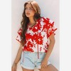Amaryllis Women’s Flutter Sleeve Ruffle Neck Floral Print Blouse Lightweight Relaxed Fit Statement Top Elegant - 4 of 4