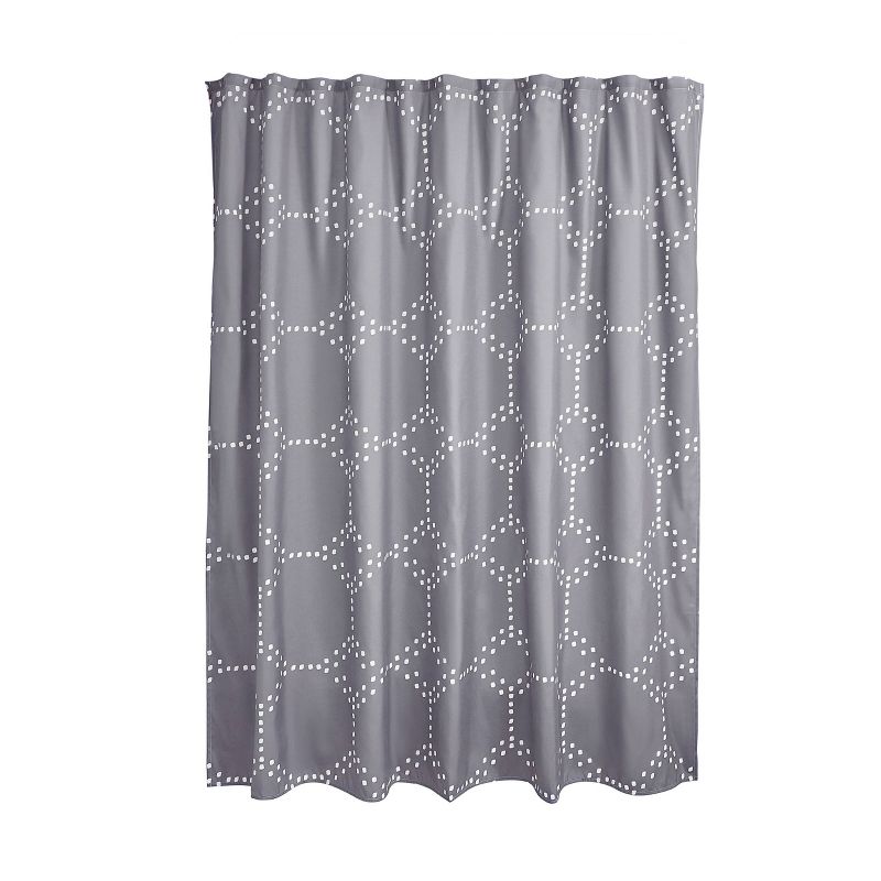 iDESIGN Geometric Fabric Dotted Shower Curtain Water Resistant Shower Curtain Charcoal, 1 of 8