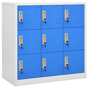 vidaXL 2-Piece Locker Cabinets in Gray and Blue | Steel Storage Units with Multiple Compartment | Office Organizer with Locks - 1 of 4