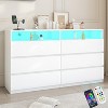 Vipbear 6-Drawer Double Dresser with Power Outlet & LED Lights, Wide Storage Chest with Open Shelving,White - 3 of 4