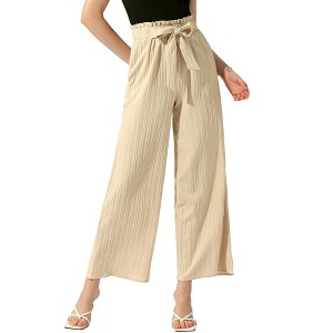 INSPIRE CHIC Women's Tie Knot High Waist Pleated Wide Leg Pants with Pockets - 1 of 4