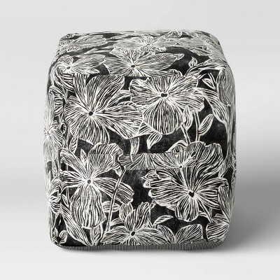 DuraSeason Fabric™ Outdoor Pouf Chalkboard Floral - Opalhouse™