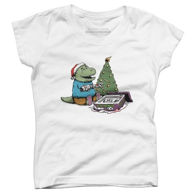 Girl's Design By Humans T-rex Christmas Gift By pigboom T-Shirt