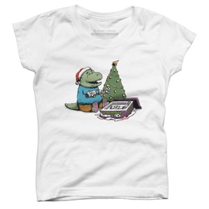 Girl's Design By Humans T-rex Christmas Gift By pigboom T-Shirt - 1 of 3