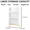 Racxily Wall-Mounted Kids Bookshelf with 3 Front-Facing Display Shelves, Modern White Book Rack with Natural Wood Base for Toddler - 4 of 4