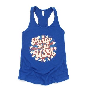 Simply Sage Market Women's Party In The USA Circle Face Racerback Tank - 1 of 4