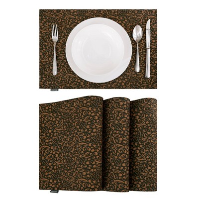 Deconovo Reversible Waterproof Oxford Placemats 12"x18" | Floral & Solid Set of 4