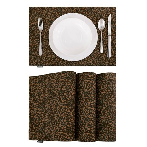 Deconovo Reversible Waterproof Oxford Placemats 12"x18" | Floral & Solid Set of 4 - 1 of 4