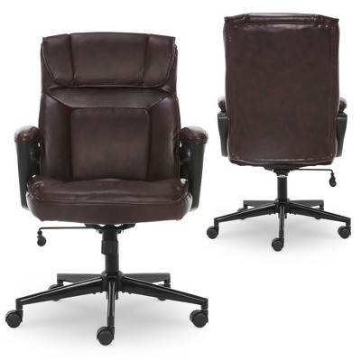 Brown Leather High Back Swivel Executive Office Chair