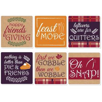Juvale Set of 12 Square Cork Coasters for Drinks with Funny Quotes