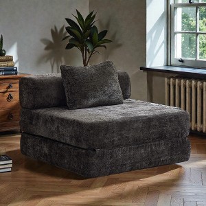 Mshliw Convertible Foldable Sofa Bed with Chenille Upholstery, Single Sofa, Modular Floor Couch, No-Assembly Design, Multi-Position Sleeper - 1 of 4