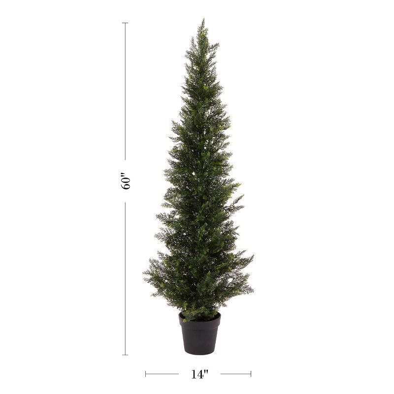 Nature Spring 5-Foot-Tall Artificial Cedar Topiary Trees - Potted Indoor or Outdoor, UV Protection Plastic Tree in Pot for Home or Office, 3 of 8