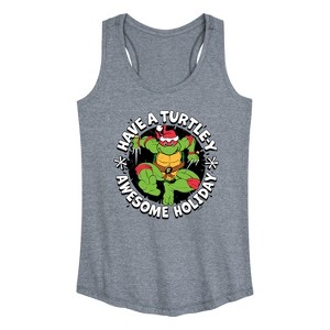 Women's - Teenage Mutant Ninja Turtles - Have A Turtley Awesome Holiday Graphic Racerback Tank - 1 of 4