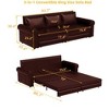Kumasinova 3-in-1 Convertible Faux Leather Chesterfield Sofa, King Pull-Out  Sleeper Sofa Bed, Retro Couch with Rivet Trim & Rolled Arm, Steel Frame - 4 of 4