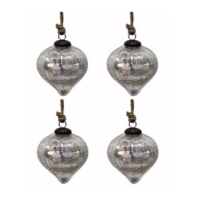 Cesicia D3.9" Glass Ornament, Decorative Hanging Ball Christmas Tree Ornaments for Holiday Party Decorations, Set of 4