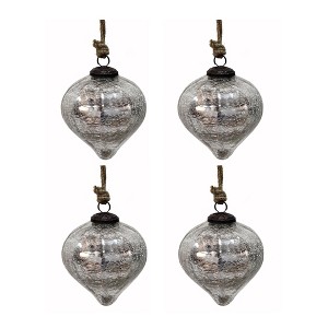 Cesicia D3.9" Glass Ornament, Decorative Hanging Ball Christmas Tree Ornaments for Holiday Party Decorations, Set of 4 - 1 of 4
