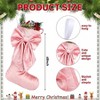 2 Pack Bow Stockings 18 Inches Pink White Velvet Coquette Luxury Xmas Hanging Socks Decoration Tree Fireplace Mantel - 2 of 4