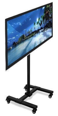 Black Adjustable Mobile TV Stand with Locking Wheels for 13"-42" Screens