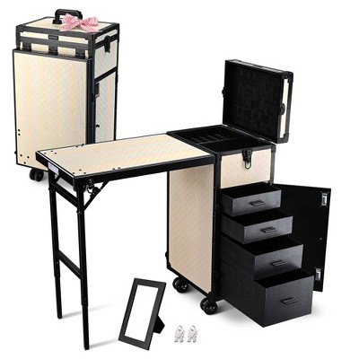 Byootique Rolling Makeup Train Case Nail Salon Cosmetic Organizer