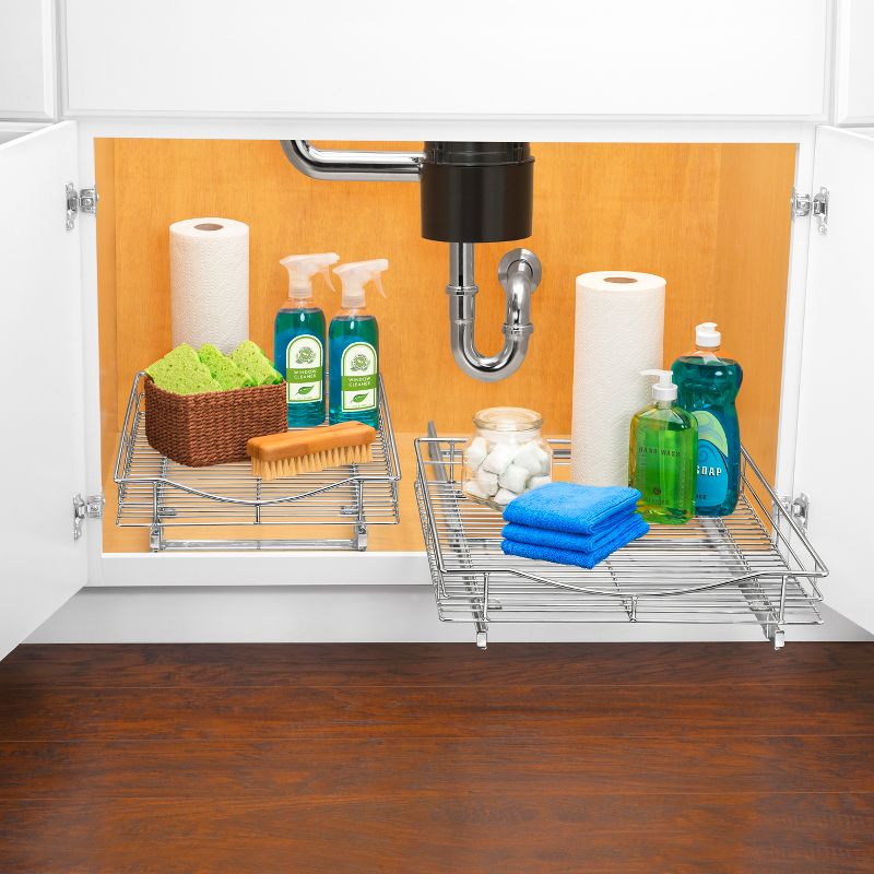 Lynk Professional Slide Out Cabinet Organizer - Pull Out Under Cabinet Sliding Shelf - 11&#34; wide x 21&#34; deep - Chrome, 4 of 12