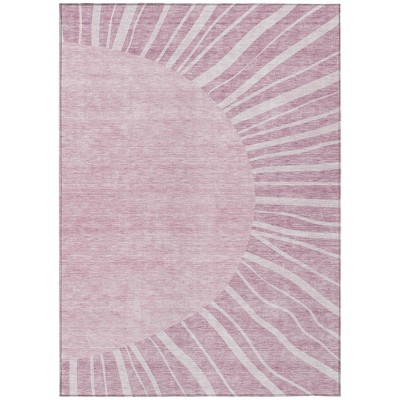 Blush Pink And Mauve Abstract Washable Indoor Outdoor Area Rug
